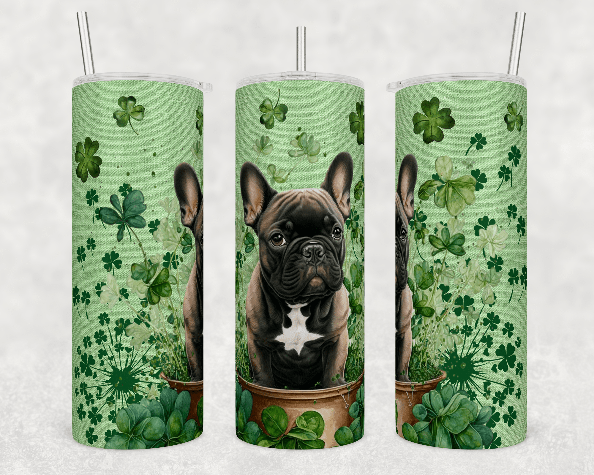 St Patrick's Day Frenchie Tumbler