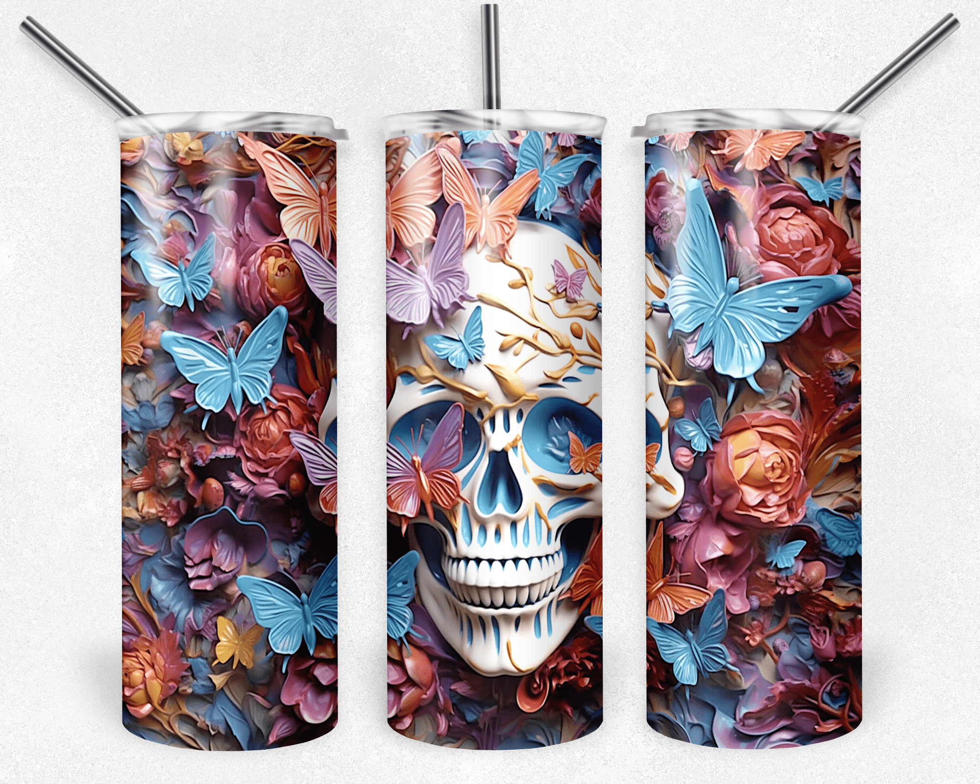 3D Skulls Tumbler